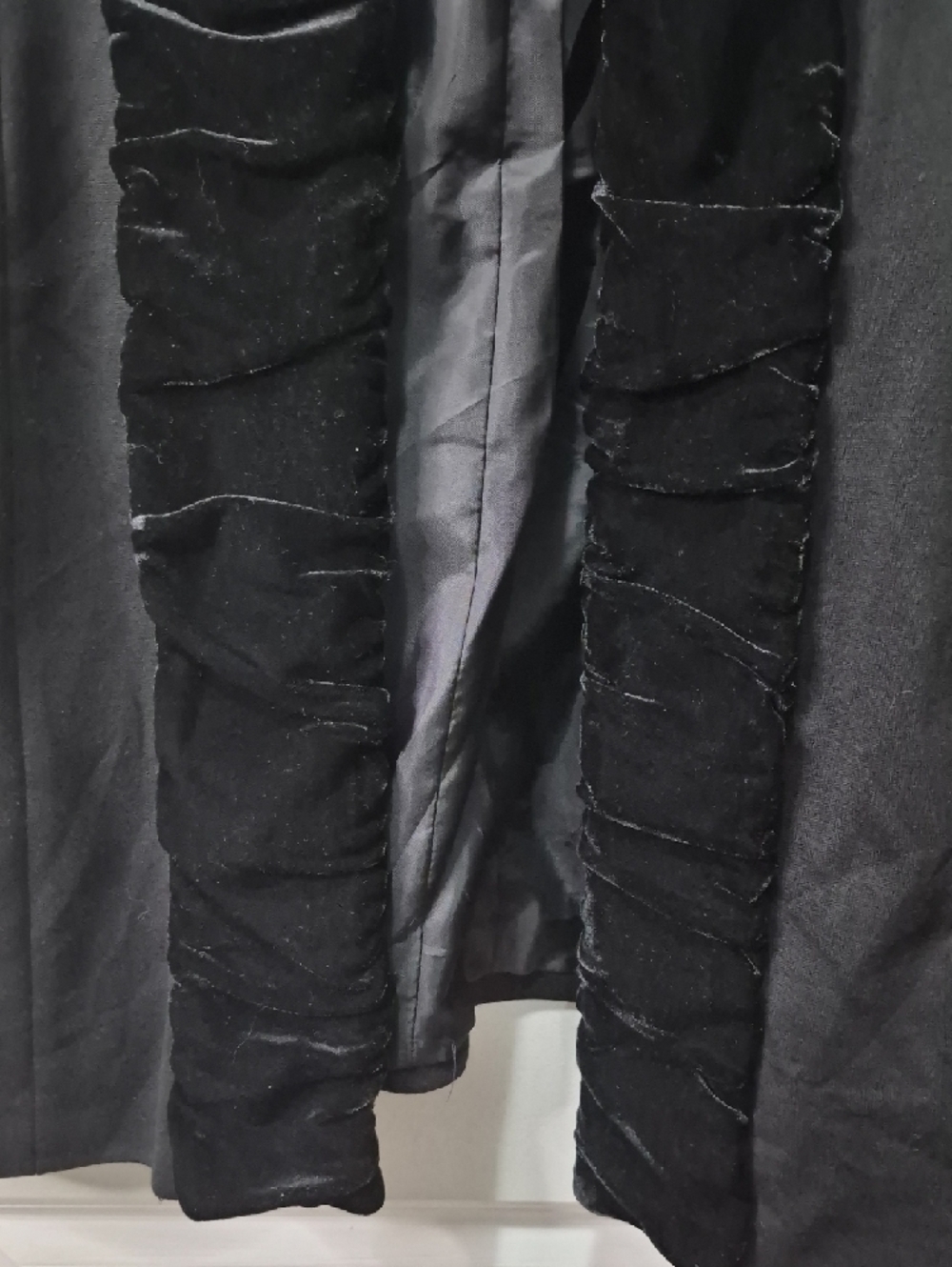 INC International Concepts Black Dress Coat with Velvet Trim - Picture 6 of 12